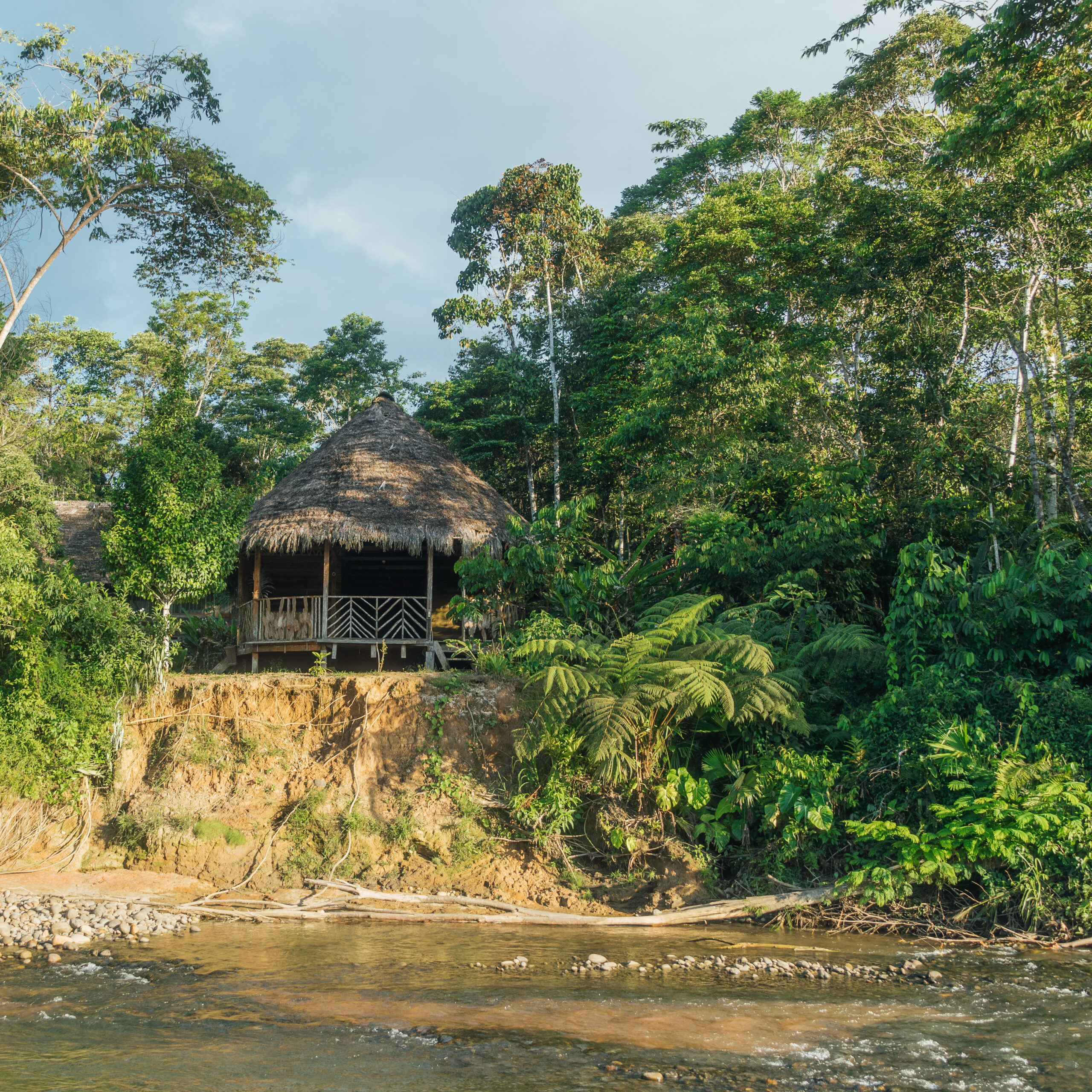 Casa tradicional indígena en la selva amazónica de Ecuador