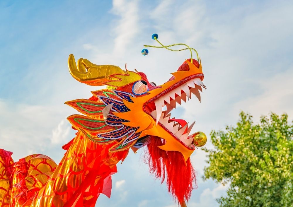 Dragón chino típico del festival de año nuevo chino de Tailandia.